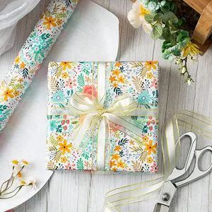 Daily Bohemian Floral Pattern Copperplate Paper Packaging Paper For Gift Wrapping Wedding Bridal Shower Birthday and Engagement