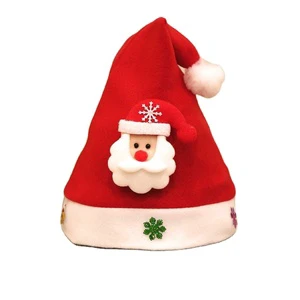 Wholesale in Stock Xmas Decoration Adult Children Cute Flannel Christmas Hat Santa Snowman Christmas Hat