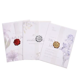 Printed Floral Design Wedding Invitation Card with Cover Elegant Paper Envelopes Special Design for Wedding & Special Events