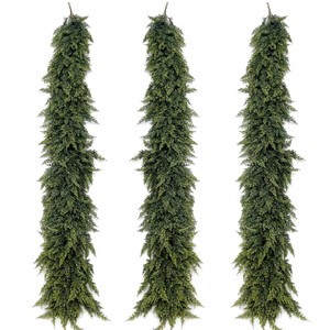 Thick And Lush Realistic Artificial Green Faux Cypress Cedar Pine Needles Garlands Soft Real Touch For New Year Christmas Decor