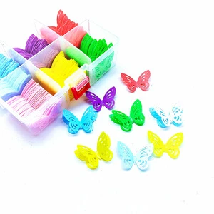 Blue Pink White Happy Birthday Decoration Hollowed Out Butterfly for Cake Cupcake Wafer Paper