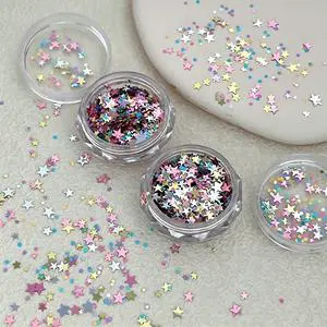 Mixed Size Chunky & Fine Star Glitter Iridescent Star Sequins Bulk Loose Paillette Party Confetti Resin Nail Art Wholesale Craft