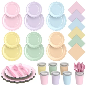 Wholesale Pink Blue Yellow and Purple Solid Color Lace Disc Theme Party Supplies Available In Multiple Colors