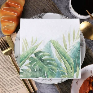 Luxury Eco-Friendly Wedding Printed Tropical Leaves 2-Ply 33* 33 Cm Parties Weddings Colorful Paper Napkins