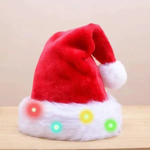 Popular CDhat Christmas Santa Hat Holiday Adults Unisex Velvet Comfort Extra Thick Fur Xmas New Year Festive Party Home Use 100%