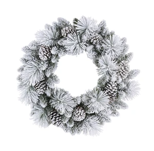 Factory Wholesale 32 Inch 80CM Flocked Artificial Spruce Wreath , Front Door Decorative Snow Frosted Festive Christmas Wreath