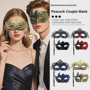 Venetian Halloween Mask for Women & Men Couples Masquerade Party Ball with Rhinestone Decoration