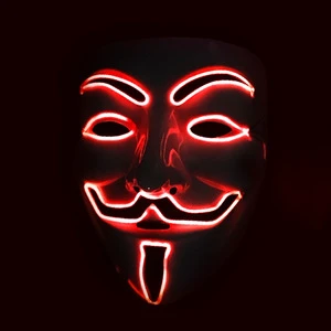 Custom V-Shaped LED Plastic Masquerade Party Mask Four Colors Halloween Horror-Vendetta Cold Light Effect