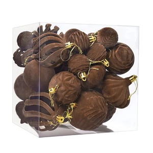 Wholesale Red Flocked Painted Balls 36pcs Irregular Flocked Balls Christmas Hanging Ornament Festive Atmosphere Scene Decoration