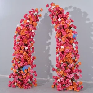 New-Style Gold Iron Wedding Arch with Artificial Flowers Durable & Eco-Friendly 5ft Height for Outdoor Rural Wedding Decorations