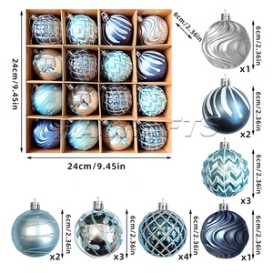 2.36 Inch Round Blue Christmas Ball for Decoration Christmas Tree Ornaments Christmas Balls Set