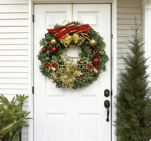 Premium Quality 12-20inch Christmas Wreath Garland Set, Vintage Christmas Door Decoration for Festival Celebration Home Use