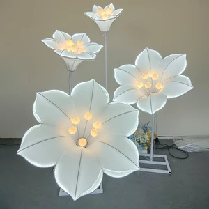 Luminous Morning Glory Fabric Wedding Aisle Decoration Light AC Powered Modern Romantic Style Flower Shape Warm LED Lights