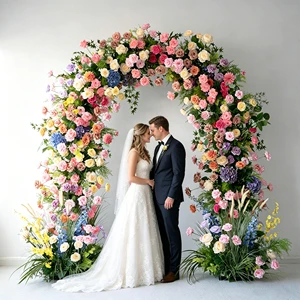 Wedding Backdrop Arch with Artificial Flowers Metal Frame Floral Arch Decoration for Wedding Party Event Stage