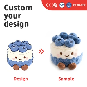 Custom Blueberry Cake Plush Food Toy Personalized Dessert Stuffed Plush Cake Doll Kawaii Bakery Gift OEM ODM