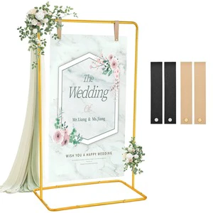 5.67ft Wedding Balloon Arch Backdrop Stand Gold Square Rectangular Metal Background Arch Frame for Garden Arch Decoration