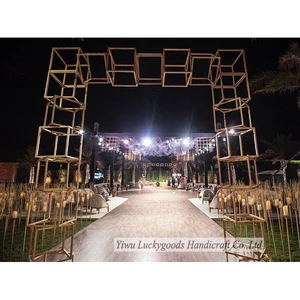 LG20180518-12 Elegant Customized Gold Large Metal Arch for Wedding Garden Decoration