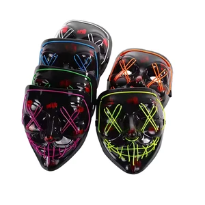 LED Mask EL Light 3D LED PVC Party Mask with Spooky Light-Up for Halloween Party Supplies Custom Logo