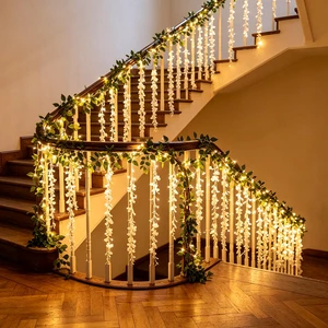 Romantic Artificial Wisteria Flower Vine String Light LED Christmas Fairy Curtain Light Home GardenWall Party Wedding Decoration