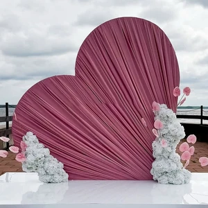 Events Party Supplies Curved Arch Heart Shaped Curtain Wedding Arch Tension Fabric Cover Heart Arch Backdrop Frame