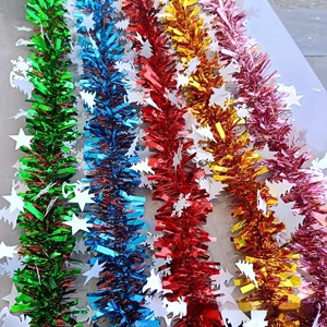 Wholesale Custom Christmas Decorations Stars Bells Snowflakes Holiday Tinsel Ribbons For Party Arrangement