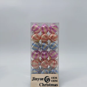 Customized Mini Festival Christmas Ball Tree Decorations Plastic Striped Balls Pendants Party Ornaments Waterproof High Quality
