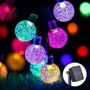 Solar String Lights Outdoor 100Led Multi-Color with 8 Modes Waterproof Patio Crystal Globe Light for Wedding Party Decoration