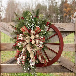 Eco-friendly Christmas Wreath Merry Christmas Front Door Ornament Wall Artificial Pine Garland for Party Decor