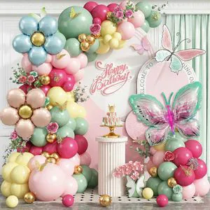140pcs Retro Green Pink Balloon Garland Arch Kits for Wedding Room Decoration Holiday Balloons Baby Shower Birthday Supplies