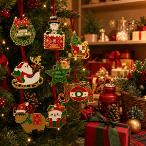 Christmas Alloy Enamel Hanging Ornament Collection Tree Wreath Santa Sleigh Holiday Gift Wholesale Custom Logo