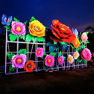 Chinese Waterproof Silk Lantern Exhibition Lights Red Flower For Festival Adult Use