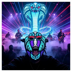 Sound Activated EL Sheet Mask. Captures Real Time Music and Voice. Every Sound Wave Creates a Light Show. Flashes to Every Beat