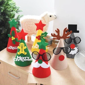 Wholesale Custom Christmas Santa Hat Non Woven Fabric DIY Handmade Kids Children Cartoon Felt Ornament Hat Christmas Decoration