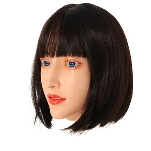 Soft Silicone Realistic Female Head Mask Hand-made Beauty Face for Crossdresser Transgender Halloween Cosplay