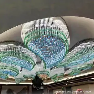 Customized Luxury Large Pendant Lights Crystal Chandelier High-end K9 Crystal Beads Tassels Decor Hotel Lobby Big Ceiling Lamp