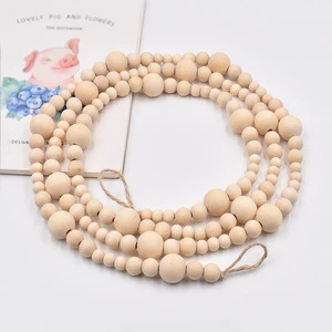 New Country Style Wooden Color Beads Christmas Decorations With Hemp Rope Beads Children's Home Holiday Decoration Hangers