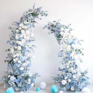 Blue Floral Arch Outdoor Event Photography Stage Background