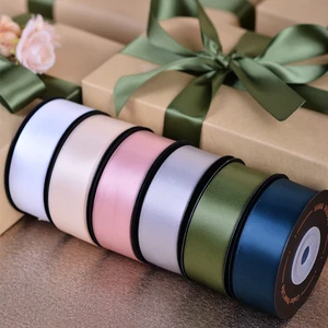 Ribest Double Faced Satin Ribbon Gifts Tapes Webbing Wholesale Baking Flower Packing Rolls