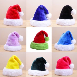 Christmas Decorations Hats Red Blue Black Pink Christmas Tree Adult Children Plush Santa Hat