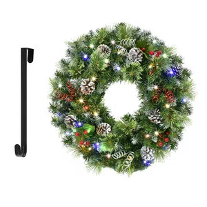 Outdoor Holiday Christmas Decoration 24inch Christmas Tree Wreath Decorative Wreaths & Swags