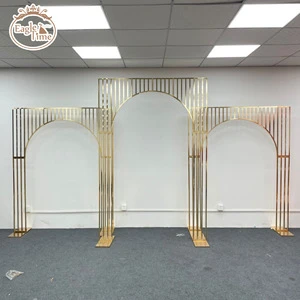 2024 Hot Selling Metal Golden Wedding Arch Backdrop Party Flower Stand Decorations Background for Event