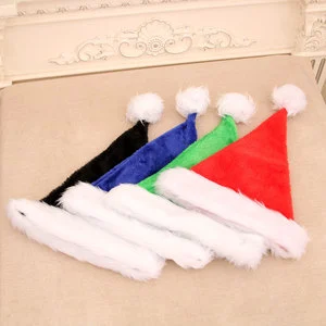 Ready Ship Red Flannelette Christmas Santa Hats 30x45cm Festival Decorated for Christmas New Year Festive Holiday Party Supplies