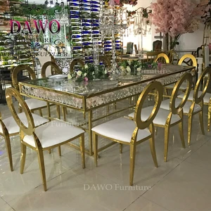Romantic Crystal Chandelier Wedding Table with Glass
