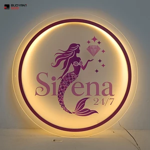 Custom Nail Hair Beauty Salon Logo Sign Wall Decor Neon Office Company Name Signage Round Light up Led Acrylic Business Sign