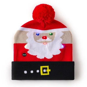 LED Christmas Knitted Hat Flash Light up Beanie Perfect Gift for Adults Xmas New Year Party Decorations and Casual Use