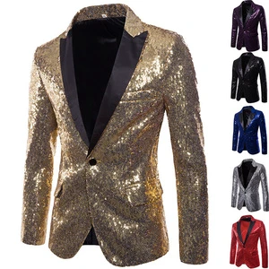 Custom Men Formal Glitters Suit Jackets Sequins Party Button Dance Bling Coats Wedding Party Men Blazer Gentleman Formal Suit