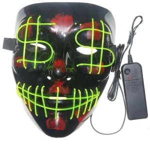10Colors Select EL Glowing US Dollar Party Mask EL Wire Mask Halloween Mask Decoration Voice Controller
