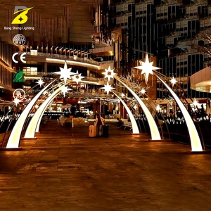 Giant Eight Pointed Star Glowing Arch Outdoor Landscape Light Commercial Walkway Decoration