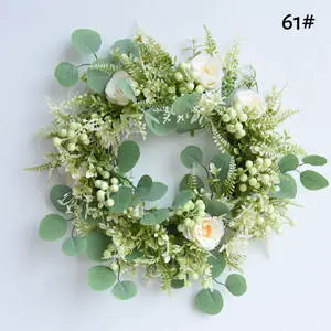 Hot Sale Christmas Simulation Holiday Decor Wholesale Supply Flower Rose Wreath for Spring Wedding Decoration