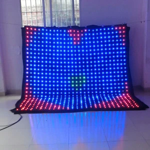 LED Light Black Curtain Wedding Stage Backdrop Crystal Effect Decorative Drapes Event Party Decor